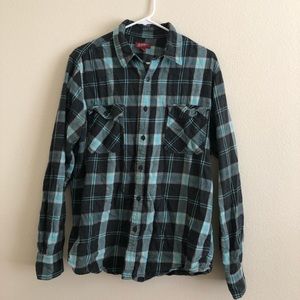 Arizona Teal/Brown Plaid Button Up (Men’s Large)